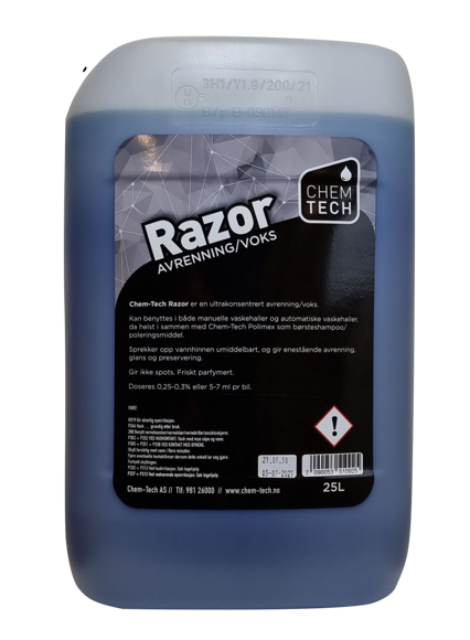 Bilde av Razor 25ltr. ultrakonsentrert avrenning/voks. Kan benyttes i både manuelle vaskehaller og automatiske vaskehaller,Do: 5-20ml./bil