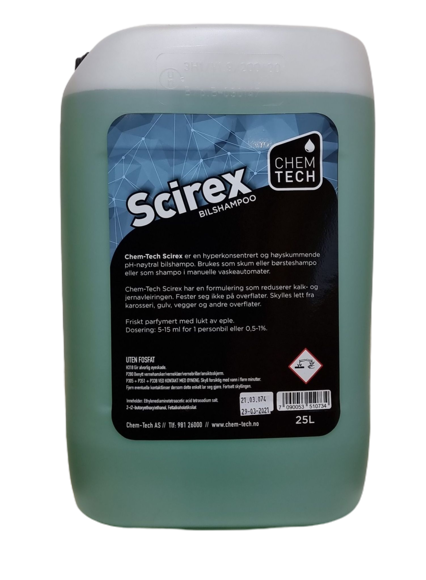Bilde av Scirex 25ltr. ph-nøytral og skummende shampoo uten voks. Dos: 5-20ml/bil
