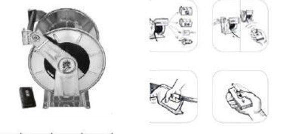 Bilde av Ramex slangetrommel 12V m/fjernkontroll- 400bar-motor/gear 12V -rustfri- max 100mtr slange 3/8"