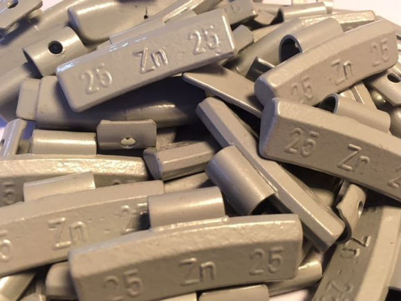 Bilde av lodd 25 gr.Zink ALU.FELG clip on 100 stk i eske