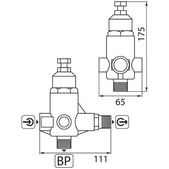 Bilde av Omløpsventil K-1 9-41 lit. 250 bar 3/8""IG:1/2""BSP"