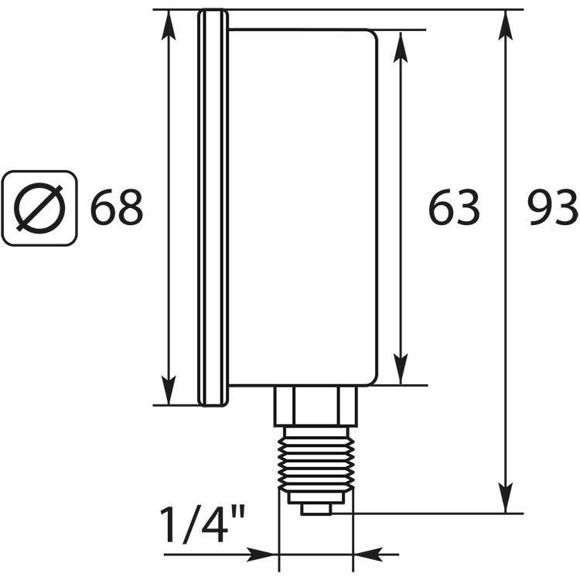 Bilde av Manometer 0-25 U 63 mm 1/4BSP