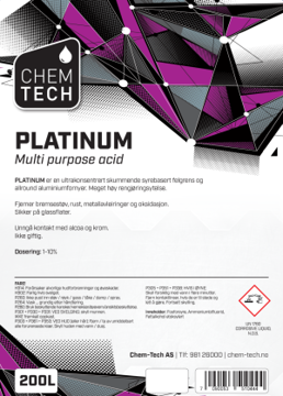 Bilde av 500-0200-PLATI-01 - Platinum - Felgsyre - Multifunksjon - Superkonsentrat - 200 liter
