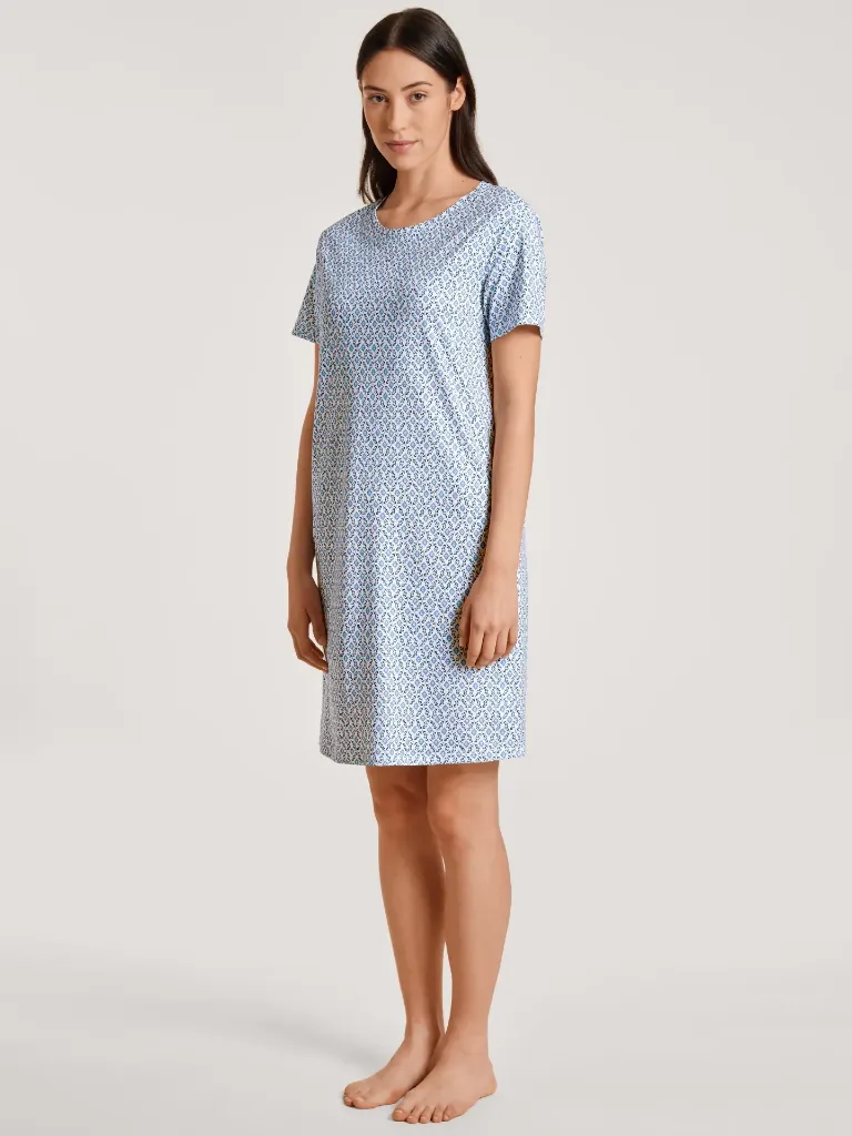 Calida SPRING NIGHTS Short-sleeved nightgown, azurit blue