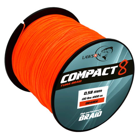 Bilde av Lawson Compact 8 Tuna Orange 1000m 0,65mm 150/lbs